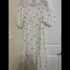 Zara midi white dress with small flowers. New with tags never worn